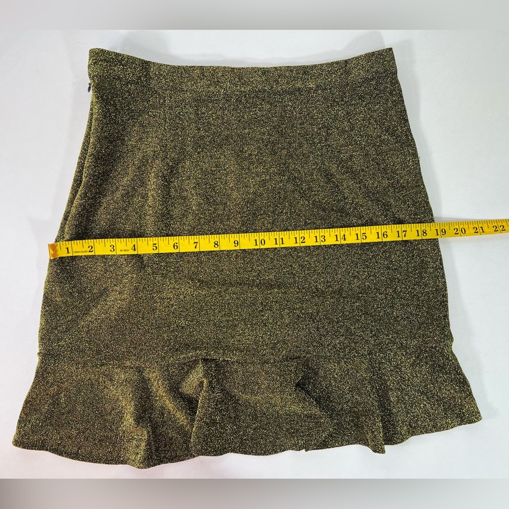 Michael Michael Kors NWT Asymmetrical Hemline Mini Skirt in Black & Gold Size:M - Picture 15 of 15